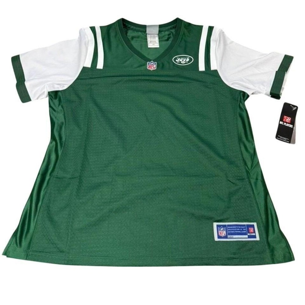 NFL Pro Line New York Jets Jersey Green White Mesh V-Neck Womens Large New